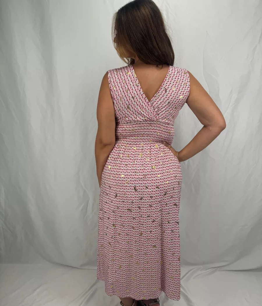 Robe longue motif dorée